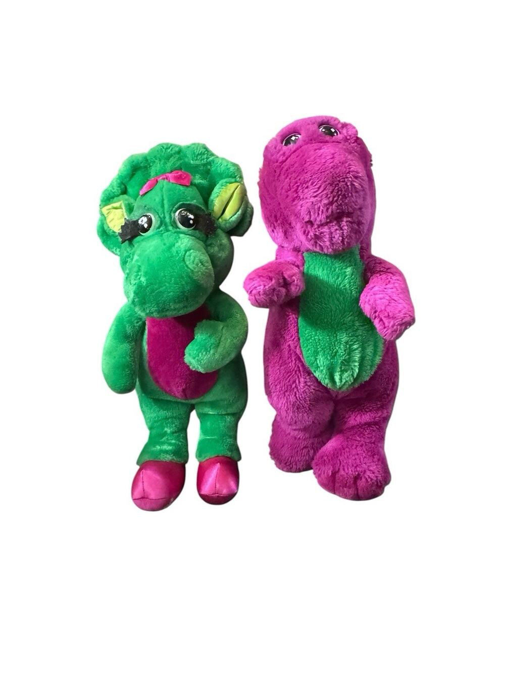 Vintage The Lyons Group Barney & Baby Bop 14” Stuffed Plushes 1992